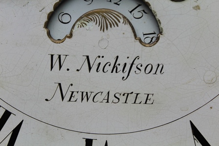 W. NICKIFSON (NICKINSSON) OF NEWCASTLE-UNDER-LYME, circa 1800 A MAHOGANY LONGCASE CLOCK, the hood - Image 6 of 12