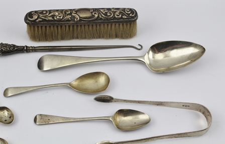 BATEMANS A SELECTION OF ENGLISH SILVER FLATWARE, to include an Old English pattern basting spoon - Image 4 of 7