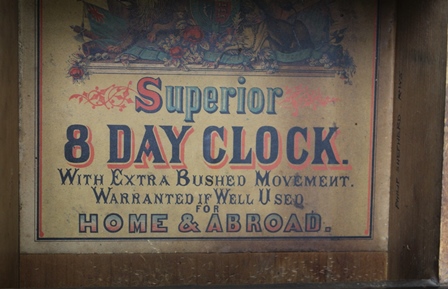 A LATE 19TH CENTURY AMERICAN ROSEWOOD CASED DROP DIAL 8-DAY WALL CLOCK, the 29cm dial with Roman - Image 4 of 4