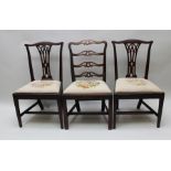 A MATCHED SET OF SIX 19TH CENTURY DINING CHAIRS in two popular patterns with later woolwork drop