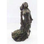 JOHN LETTS A BRONZE EFFECT STATUE OF A FLAMENCO GIRL with tambourine, inscribed and bears labels,