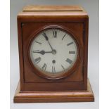 A PART VICTORIAN LATER MAHOGANY CASED ENGLISH MANTEL TIMEPIECE having squared moulded case, on