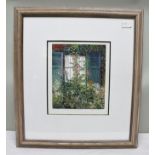 AFTER SALLY WINTER "Window-Monet's Garden" etching and coloured Aquatint, Studio proof, signed and