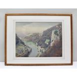 HUGH MELVILL CROWTHER At Symonds Yat, an aerial view on the River Wye, a Pastel, signed and dated