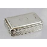 NATHANIEL MILLS AN EARLY VICTORIAN SILVER SNUFF BOX of rectangular form with engine turned