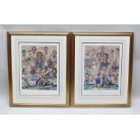 AFTER STEPHEN DOIG "Born Champions", two signed limited edition rowing prints, signed by Redgrave