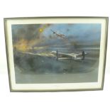 AFTER ROBERT TAYLOR "The Dambusters", a colour print signed by Air Marshal Sir Harold (Mick) Martin,