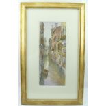 GIOVANNI BONAZZON (1950-) "Venetian Canal", Watercolour painting, signed, 42cm x 17.5cm, mounted