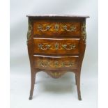 A 19TH CENTURY FRENCH LOUIS XV STYLE MARQUETRY INLAID KINGWOOD AND WALNUT BOMBE COMMODE CHEST having