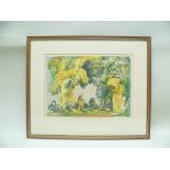 EVELYN CHESTON "Summer landscape", Watercolour painting, signed, 26.5cm x 37cm, mounted in stained
