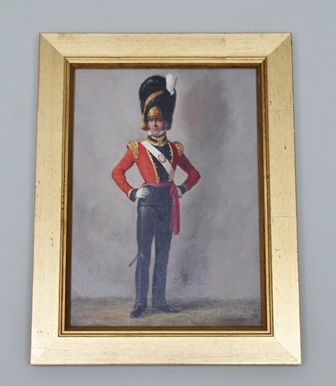 JOHN BERRY (1920-2009) 'Lieutenant Grenadier Company, 1882', full length portrait, Oil painting on