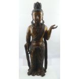 A 19TH CENTURY BRONZE STATUE OF STANDING BUDDHA, Imperial style, classically robed wearing a