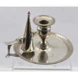 JAMES DIXON & SONS LIMITED A LATE VICTORIAN SILVER CHAMBERSTICK, the base with bell husk and