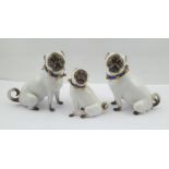 A PAIR OF MEISSEN PORCELAIN PUG DOGS, circa 1880, modelled in the manner of J.J. Kaendler, each with