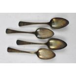 THOMAS WILKES BARKER A SET OF FOUR GEORGE IV SILVER DESSERT SPOONS of Hanoverian pattern, London