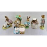 A COLLECTION OF BEATRIX POTTER CHINA FIGURES, comprising one Royal Albert and five Beswick