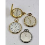 AN OMEGA POCKET WATCH, in Cashier gold plated case, made in Canada, having 17-jewel Swiss movement