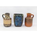 THREE ITEMS OF GERMAN MID 20TH CENTURY CERAMICS, decorated in Lava glaze, comprising a slab style