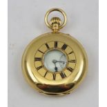 AN EARLY 20TH CENTURY 18CT GOLD CASED HALF-HUNTER POCKET WATCH by J.W. Benson of London, movement