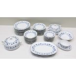 AN EXTENSIVE NORITAKE "BLUE RHAPSODY" PATTERNED PORCELAIN DINNER SERVICE with serving platters,