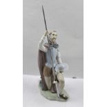 A LLADRO FIGURE OF "DON QUIXOTE", kneeling presenting his lance in dedication, impressed and printed