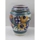 A MID 20TH CENTURY POOLE ART POTTERY VASE of baluster form, polychrome painted in the "Fuchsia"