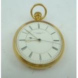 A MID 19TH CENTURY 18CT GOLD CASED OPEN FACE "DOCTOR'S" POCKET WATCH by Thomas Russell & Son