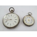 A LATE 19TH CENTURY SILVER CASED OPEN FACE "DOCTOR'S" POCKET WATCH, having white enamel dial