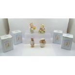 FOUR ROYAL ALBERT BEATRIX POTTER FIGURES comprising; The Tailor of Gloucester, Jeremy Fisher, Mrs