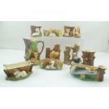 A COLLECTION OF ELEVEN ITEMS OF "HORNSEA" GLAZED DECORATIVE CERAMIC WARES, mostly "Fauna" pattern,