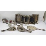 A COLLECTION OF MISCELLANEOUS SILVER ITEMS, various makes and assay marks, includes a hand vanity