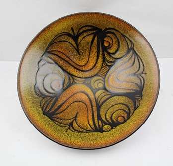 A 1970'S POOLE ART POTTERY BOWL, decorated in the Aegean pattern, printed factory marks to base