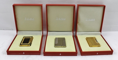 A COLLECTION OF THREE "S. DUBTNT OF PARIS" LIGHTERS, in original vendor's cases