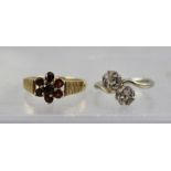 TWO 9CT GOLD STONE SET LADY'S RINGS
