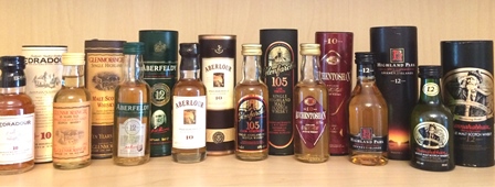 EIGHT VARIOUS 5cl SINGLE MALT WHISKIES comprising; Edradour aged 10 years, Glenmorangie aged 10