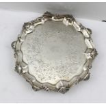 MATTHEW BOULTON A GEORGE III SILVER SALVER, having scallop moulded rim, acanthus leaf and floral