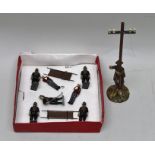 BRITAINS SET NO.159 painted cast figures ARP stretcher party with gas detector, arranged in re-