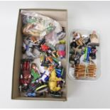 A BOX CONTAINING A QUANTITY OF PLASTIC FIGURES including; horses, soldiers, zoo animals etc.,