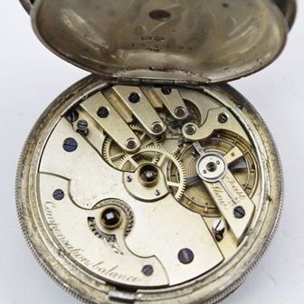 THREE SILVER CASED POCKET WATCHES, comprising two gentleman's open face watches with white enamel - Image 3 of 3