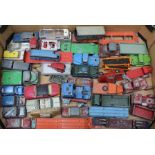 A BOX CONTAINING A LARGE QUANTITY OF ASSORTED DIE-CAST VEHICLES, play worn to include; Corgi Toys