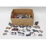 A BOX CONTAINING A LARGE QUANTITY OF ASSORTED CAST AND PAINTED LEAD FARM AND OTHER ANIMALS, various,