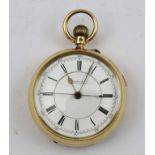 AN 18CT GOLD CASED GENTLEMAN'S OPEN FACE POCKET WATCH, the movement back plate inscribed "Marsh &