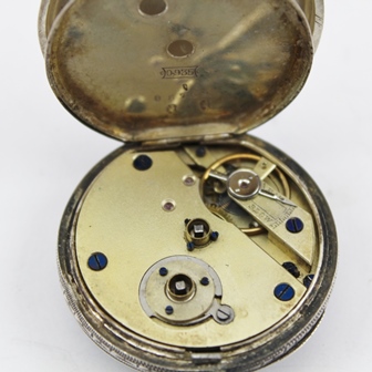 THREE SILVER CASED POCKET WATCHES, comprising two gentleman's open face watches with white enamel - Image 2 of 3