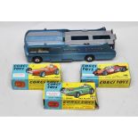 CORGI MAJOR TOYS Ecurie Ecosse racing car transporter, together with three ovb Corgi racing cars,