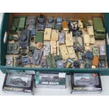 A LARGE COLLECTION OF MILITARY MODEL VEHICLES including Solido die-cast tanks, Corgi Scout Cars,