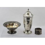 HAMILTON & INCHES A LATE VICTORIAN SILVER SALT, with pierced acanthus leaf rim, on pedestal foot,