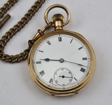 A COLLECTION OF FOUR POCKET WATCHES, an open face 9ct gold cased watch, a 10ct gold plated cased - Image 2 of 3