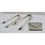 J & W MITCHELL A PAIR OF EARLY VICTORIAN SCOTTISH SILVER SUGAR TONGS, having scallop decoration,