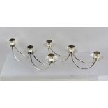 BERG A PAIR OF DANISH SILVER PLATED CANDLE HOLDERS, each of three-sconce design with drip pans, on