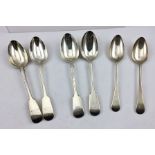 THREE PAIRS OF SILVER SOUP OR SERVING SPOONS, comprising Charles Hougham, London 1792, Hanoverian